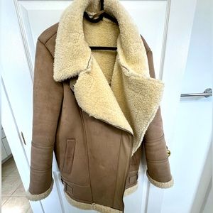 Zara warm shearling suede biker jacket